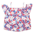 NEW LOOK Womens Red Floral Cold Shoulder Top Spaghetti Strap UK 16 Summer