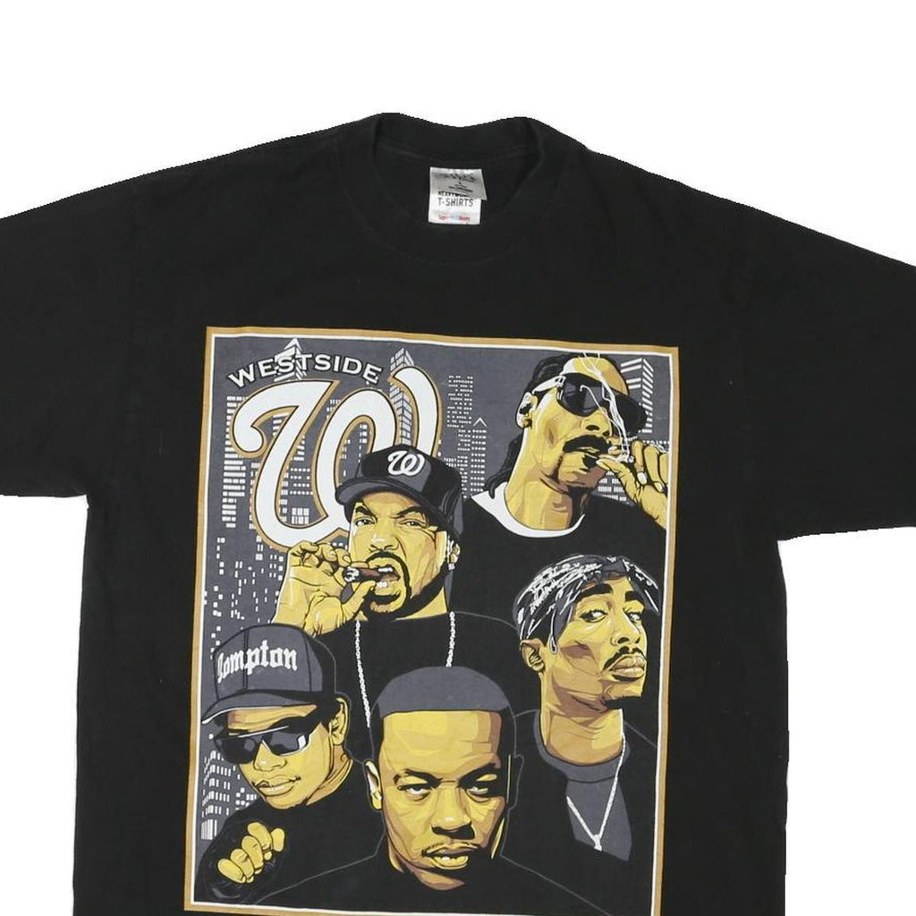 SHAKA Mens Black Graphic T-Shirt L Short Sleeve Crew Neck Iconic Rap Artists