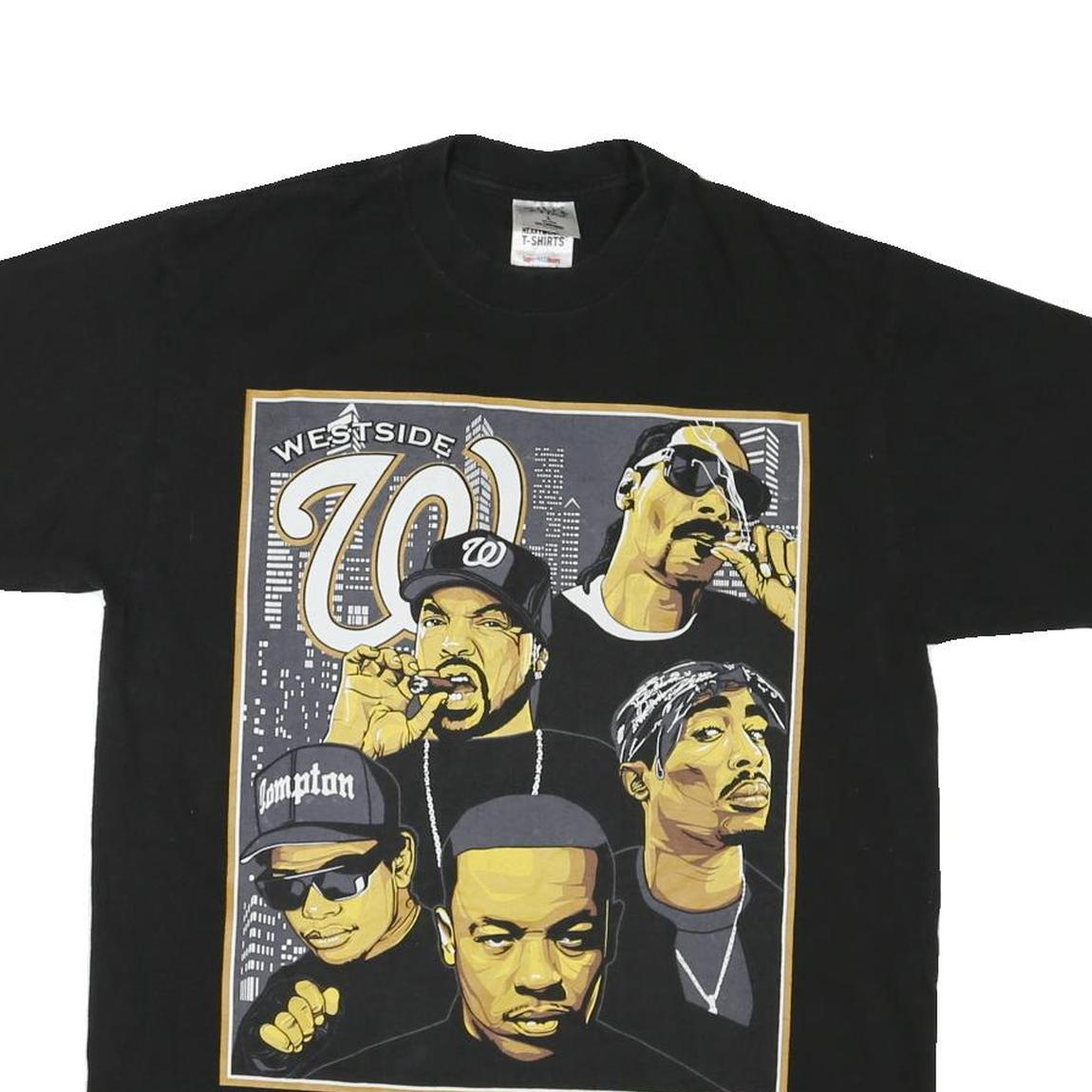 SHAKA Mens Black Graphic T-Shirt L Short Sleeve Crew Neck Iconic Rap Artists