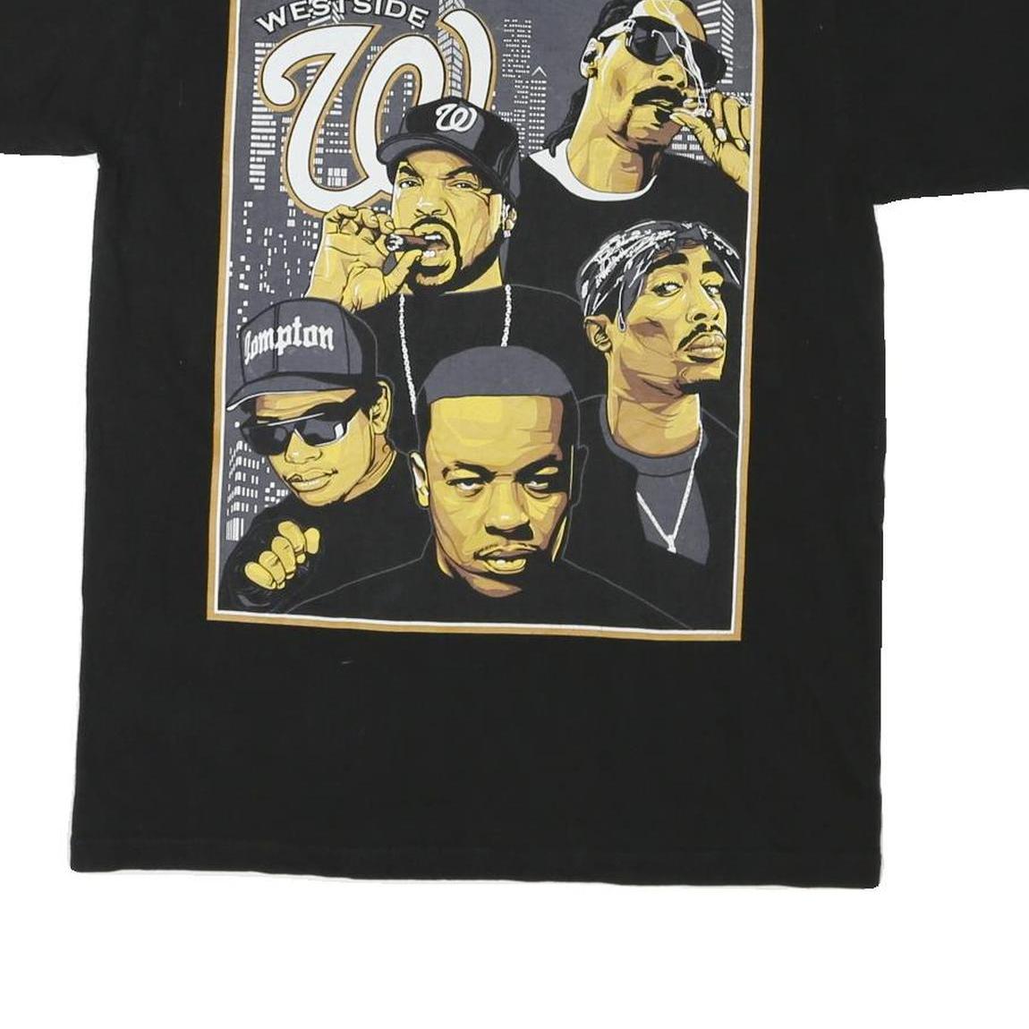 SHAKA Mens Black Graphic T-Shirt L Short Sleeve Crew Neck Iconic Rap Artists