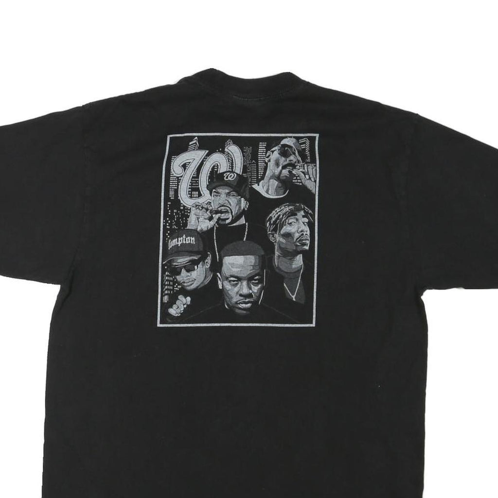 SHAKA Mens Black Graphic T-Shirt L Short Sleeve Crew Neck Iconic Rap Artists