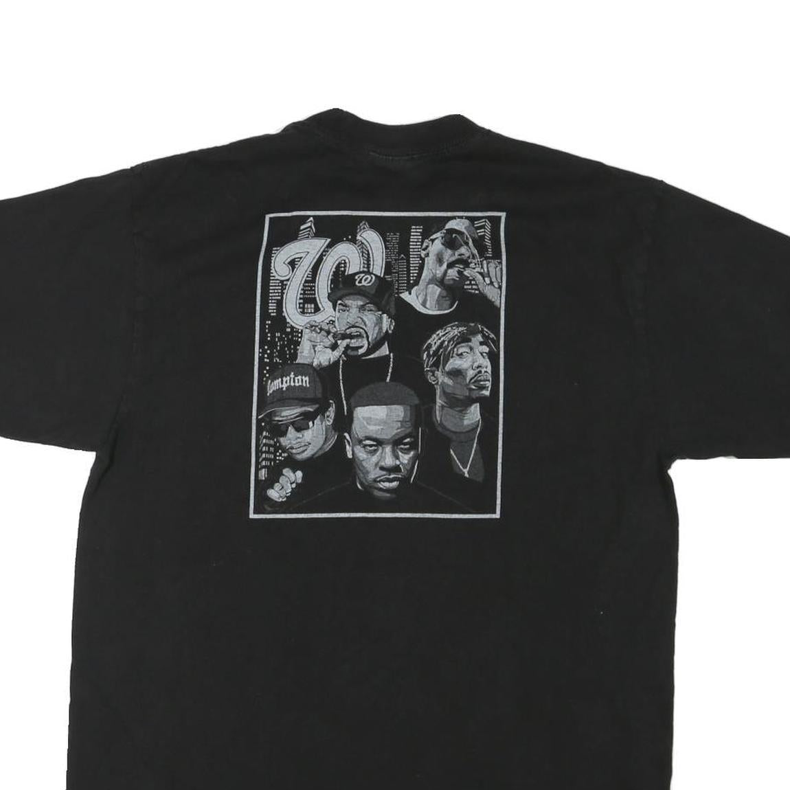 SHAKA Mens Black Graphic T-Shirt L Short Sleeve Crew Neck Iconic Rap Artists