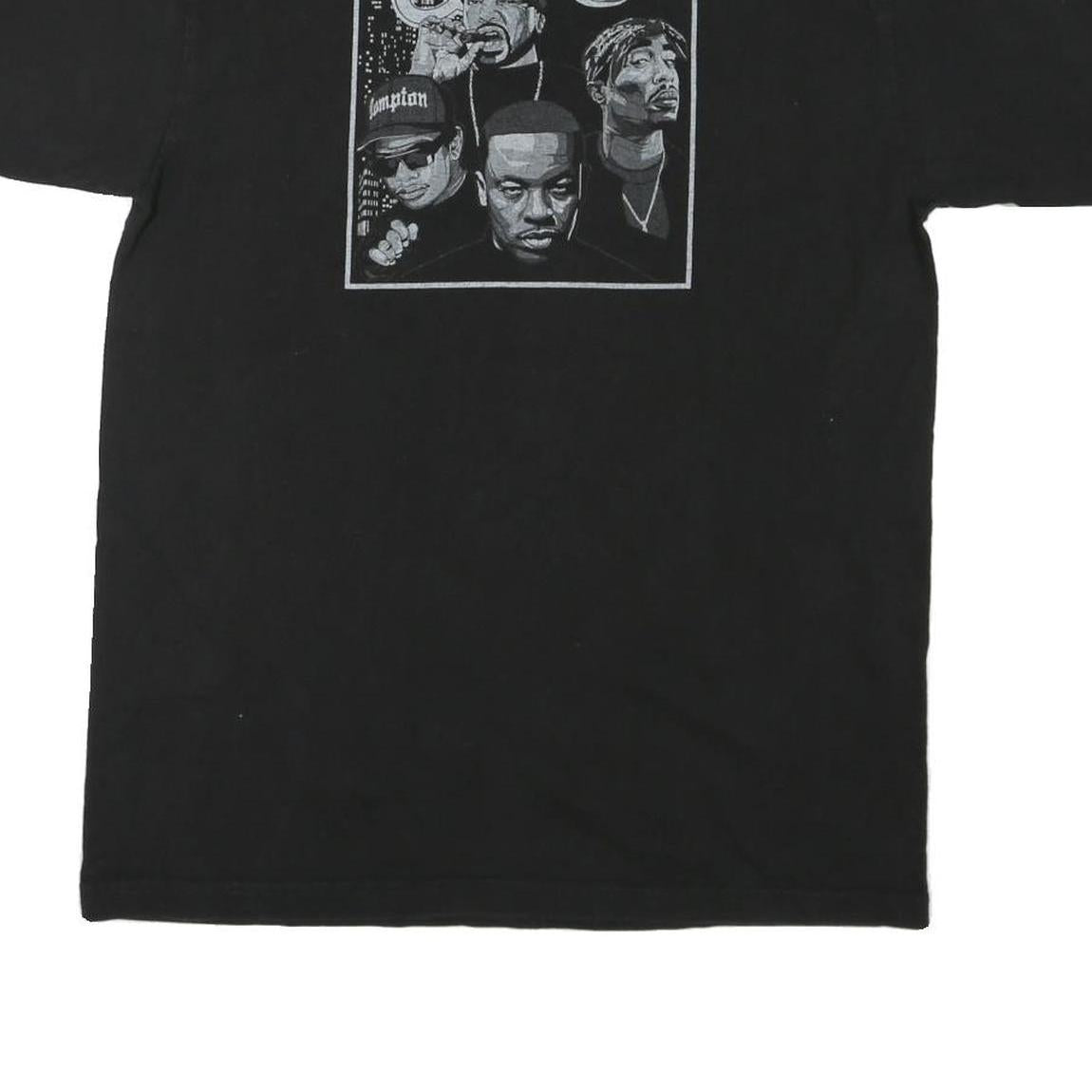 SHAKA Mens Black Graphic T-Shirt L Short Sleeve Crew Neck Iconic Rap Artists