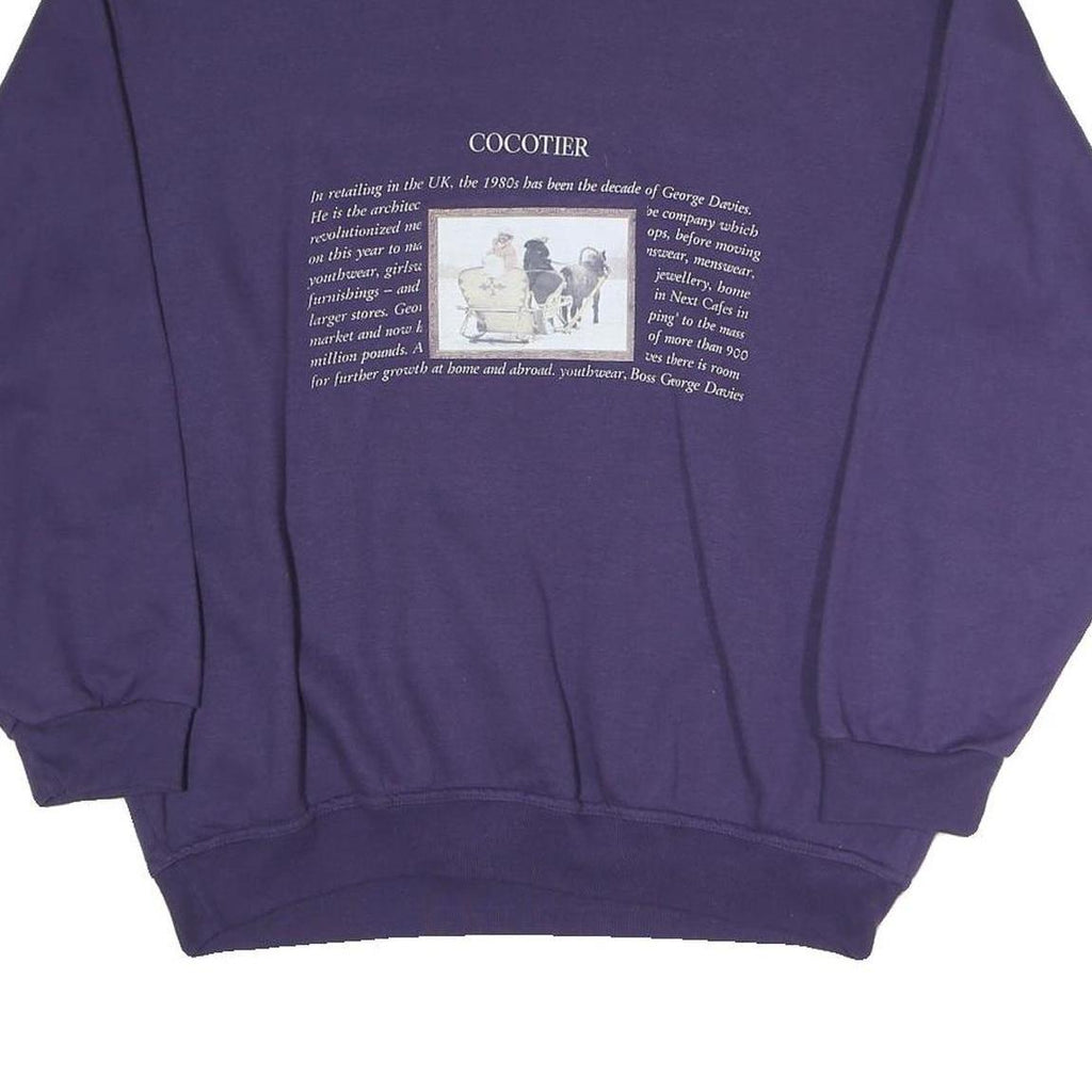MISS HELEN Womens Purple High Neck M Cotton Blend Pullover Sweatshirt Text Print