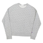 CHAMPION Mens Grey Cotton Blend Crew Neck M All Over Logo Sweatshirt Pullover