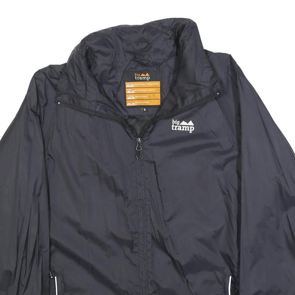 BIG TRAMP Mens Black Outdoor Jacket M Polyester Plain Zip Casual Lightweight