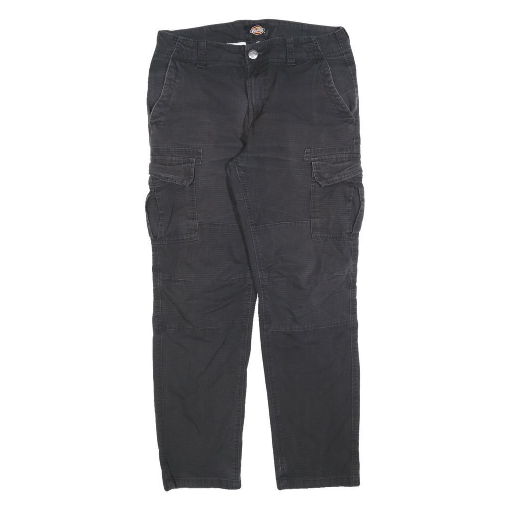 DICKIES Mens Black Cotton Blend Regular Cargo Trousers W31 L30 Workwear Zip