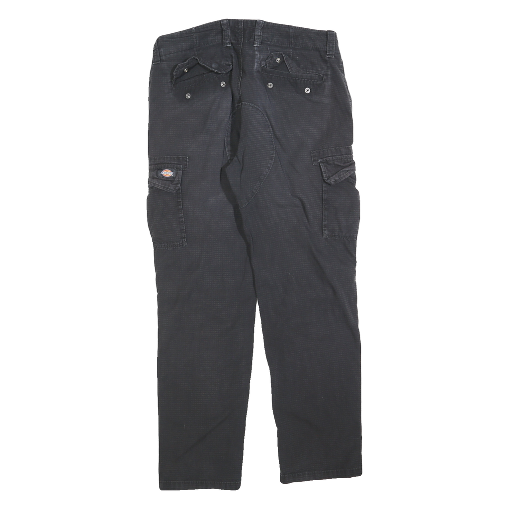 DICKIES Mens Black Cotton Blend Regular Cargo Trousers W31 L30 Workwear Zip
