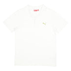 PUMA Mens White Short Sleeve Cotton Polo Shirt S Logo Embroidered Casual