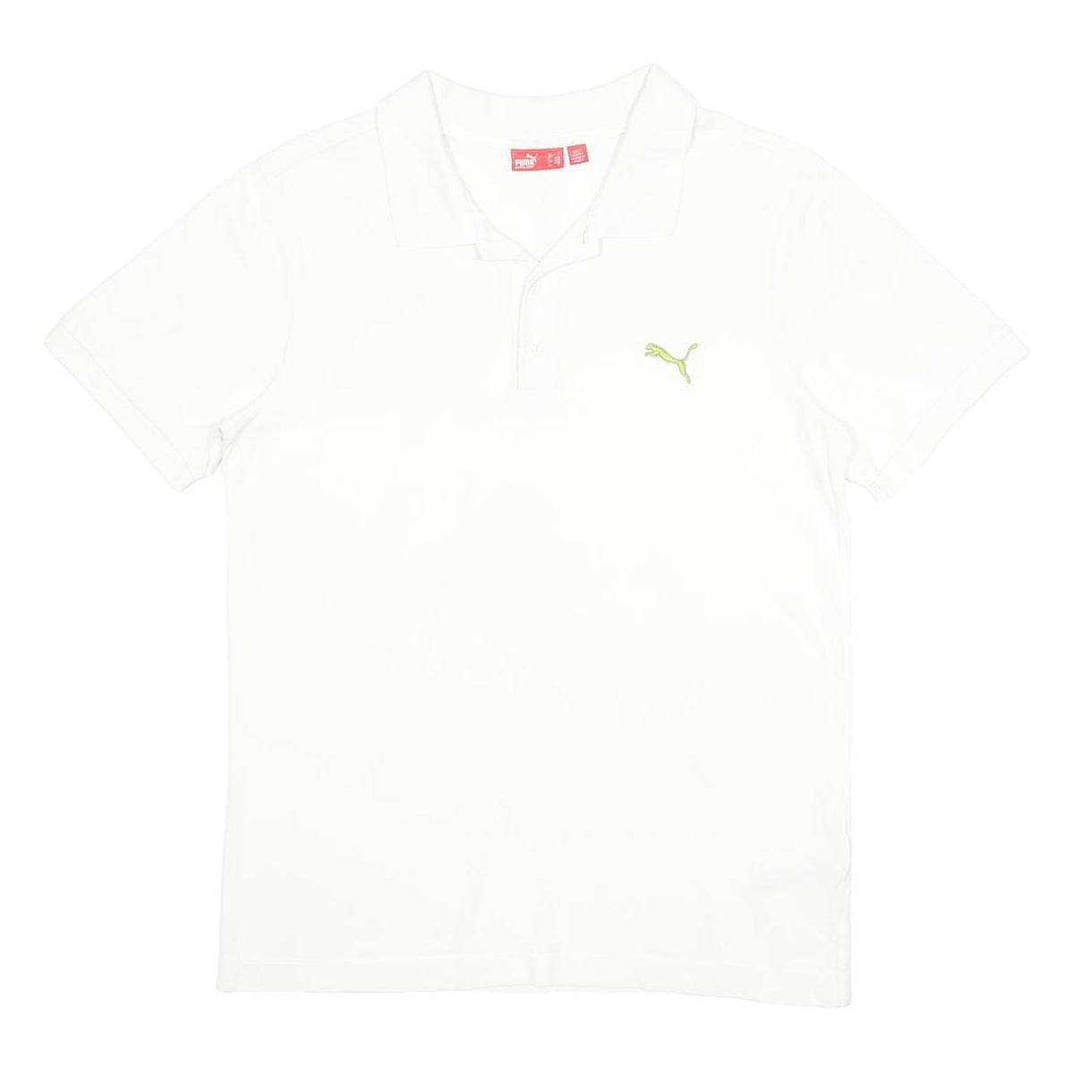 PUMA Mens White Short Sleeve Cotton Polo Shirt S Logo Embroidered Casual