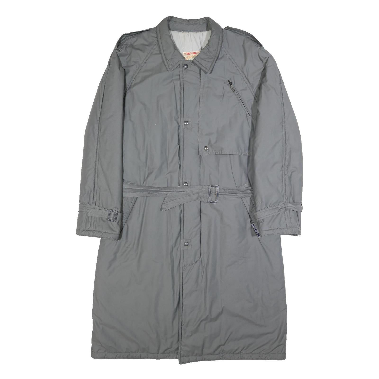 MCGREGOR Mens Grey Coach Coat XL Cotton Blend Woven Plain Classic Fit Long