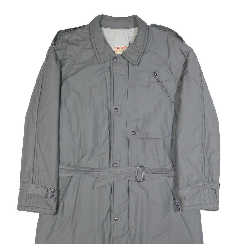 MCGREGOR Mens Grey Coach Coat XL Cotton Blend Woven Plain Classic Fit Long