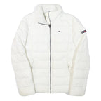 TOMMY HILFIGER Womens White Puffer Jacket XS Polyester Blend Zip Casual