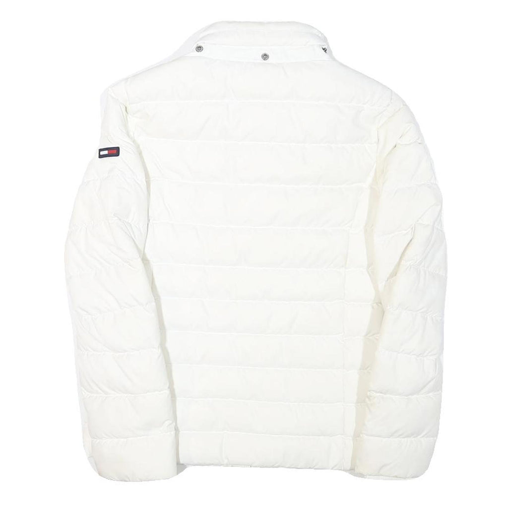 TOMMY HILFIGER Womens White Puffer Jacket XS Polyester Blend Zip Casual