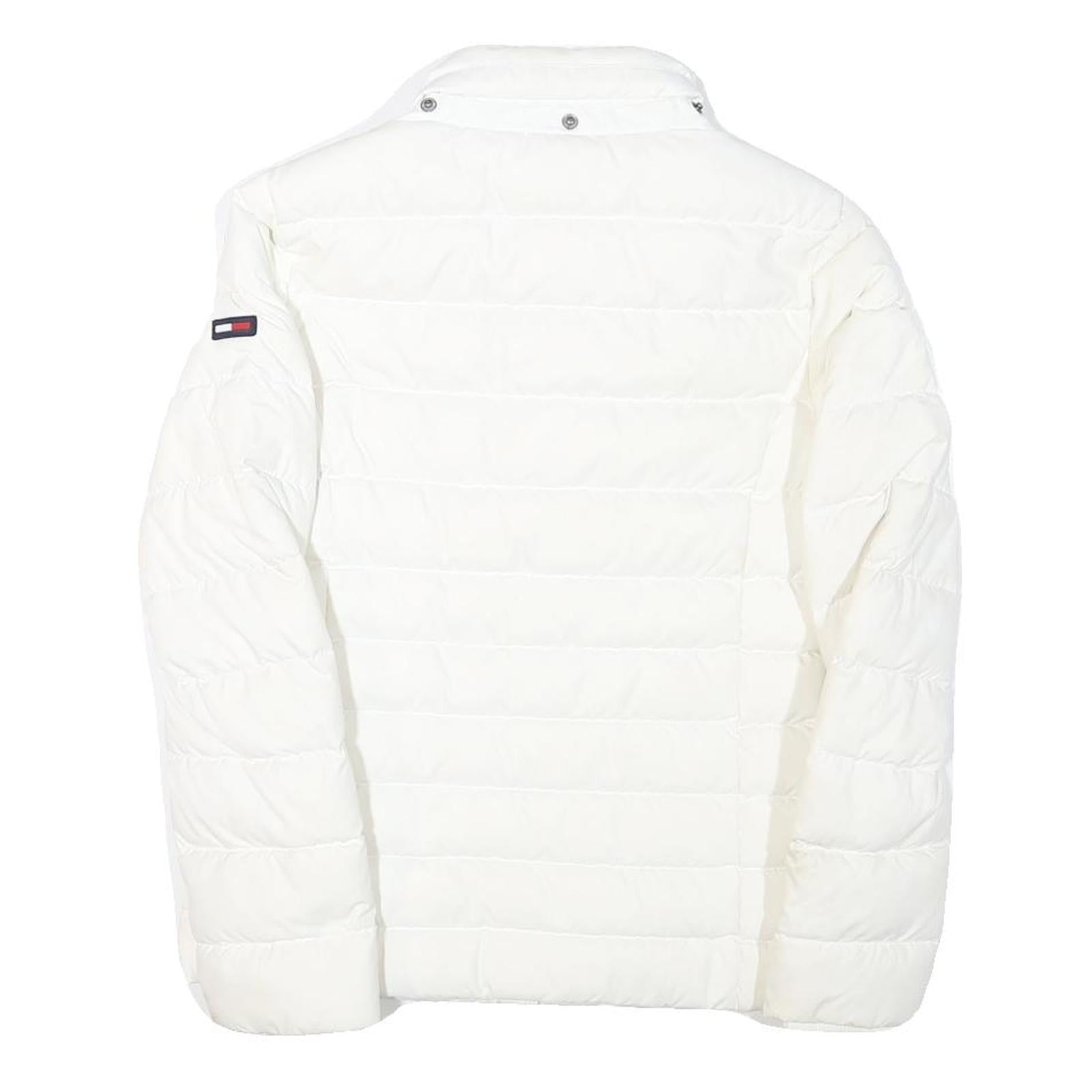 TOMMY HILFIGER Womens White Puffer Jacket XS Polyester Blend Zip Casual