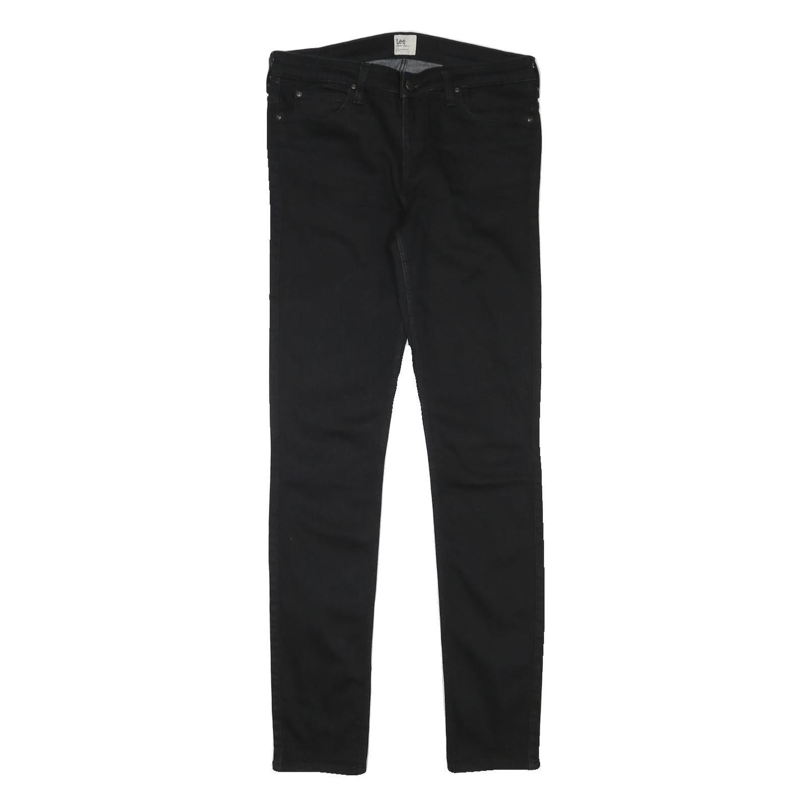 LEE Womens Black Slim Skinny Denim Jeans Cotton Blend W29 L31 Classic Zip