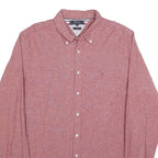 TOMMY HILFIGER Mens Red Button-Down Shirt 2XL Cotton Blend Casual Classic