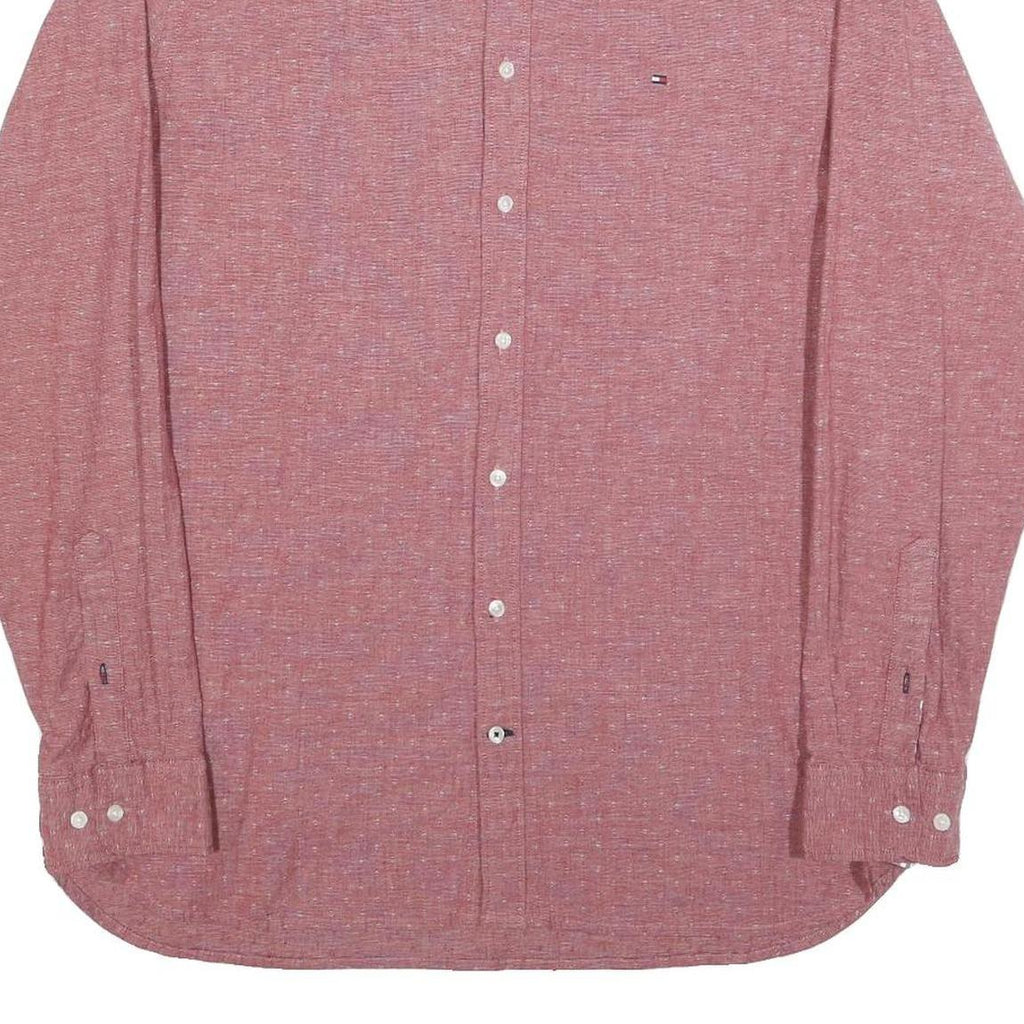 TOMMY HILFIGER Mens Red Button-Down Shirt 2XL Cotton Blend Casual Classic