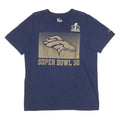 NIKE Mens Blue Super Bowl 50 Graphic T-Shirt L Short Sleeve Crew Neck