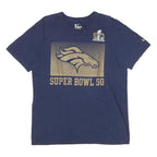 NIKE Mens Blue Super Bowl 50 Graphic T-Shirt L Short Sleeve Crew Neck