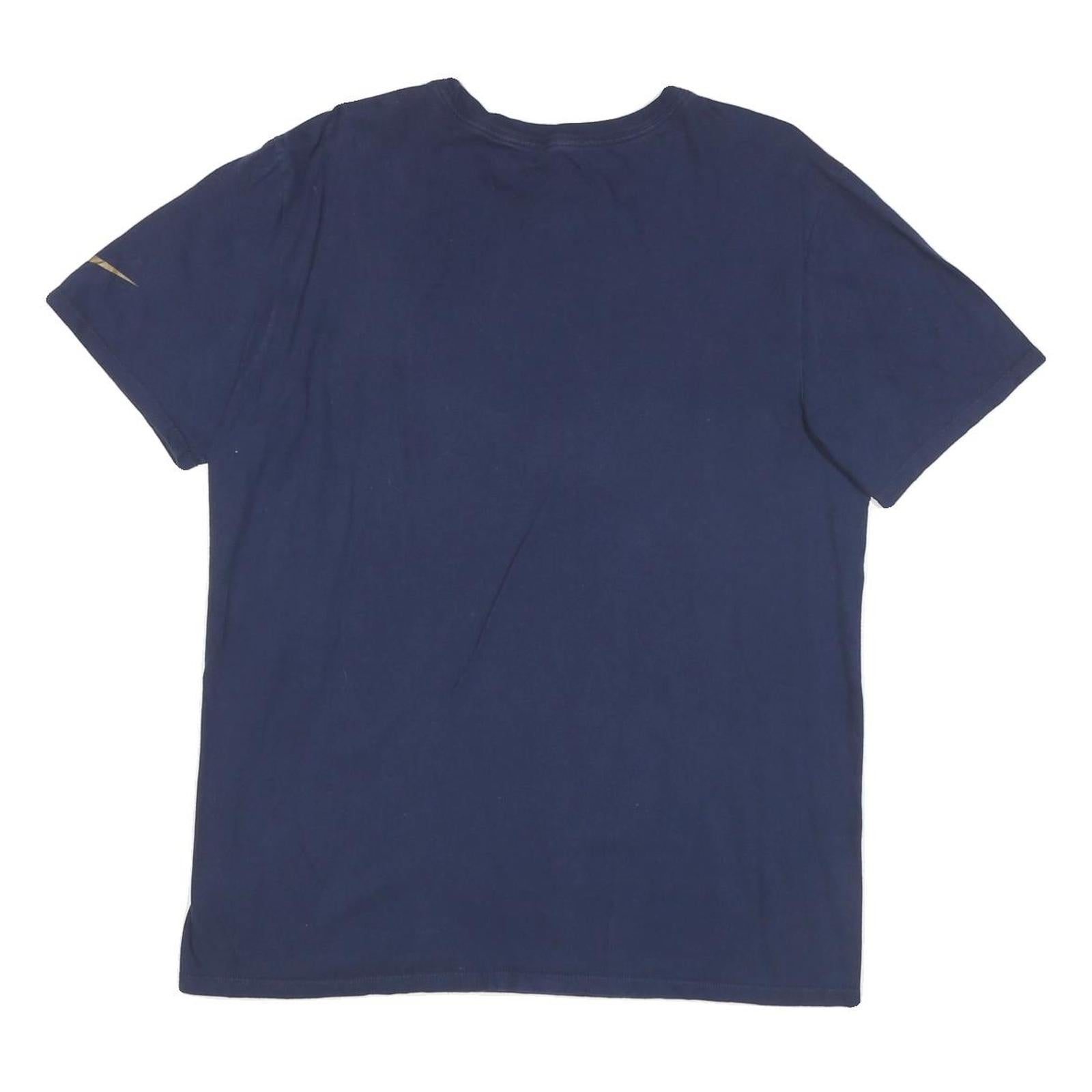 NIKE Mens Blue Super Bowl 50 Graphic T-Shirt L Short Sleeve Crew Neck