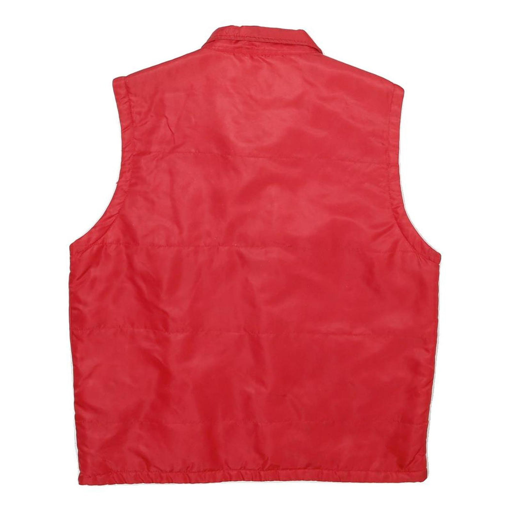 STYLE Womens Red Nylon Sleeveless Button Jacket XL Puffer Casual Warm Outerwear