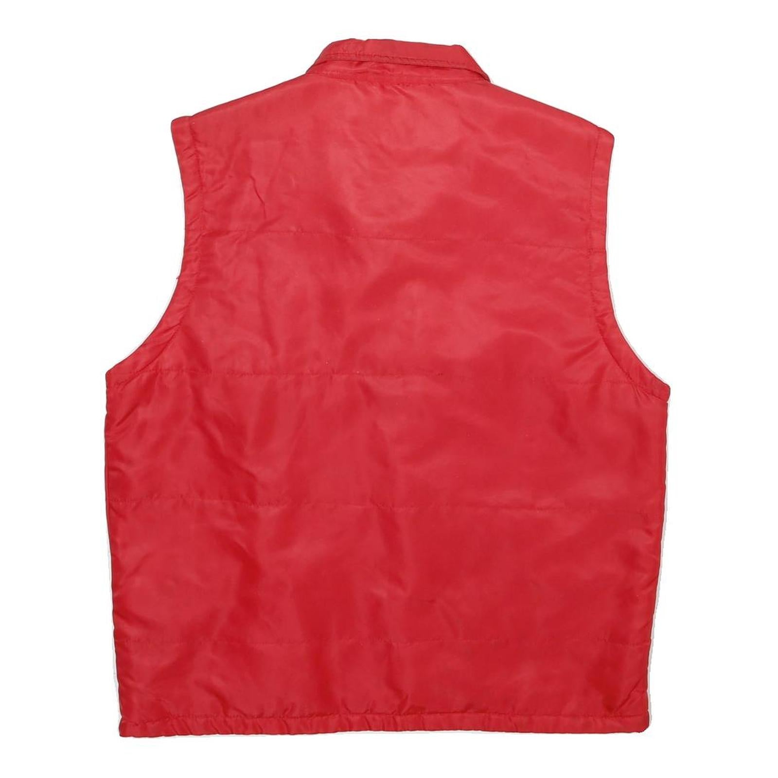 STYLE Womens Red Nylon Sleeveless Button Jacket XL Puffer Casual Warm Outerwear