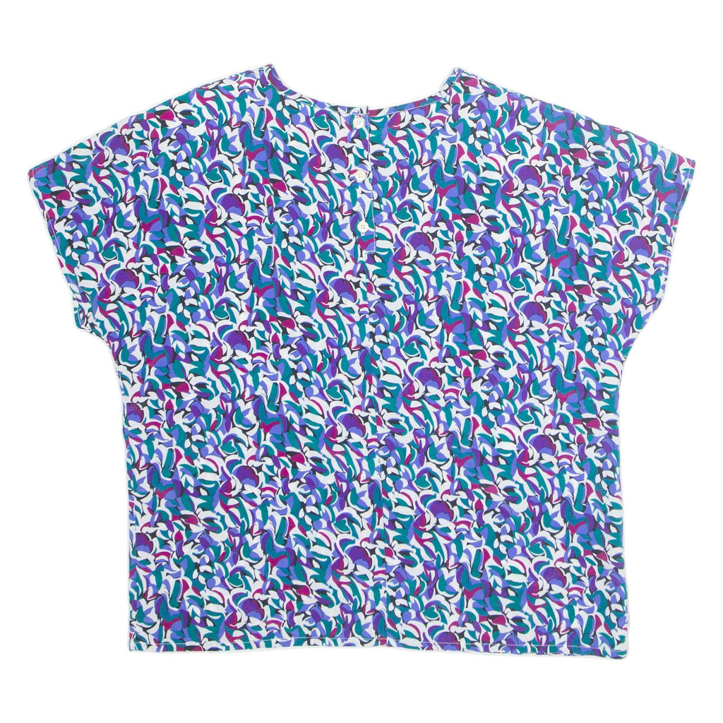 Womens Printed Top Blue Crazy Pattern M