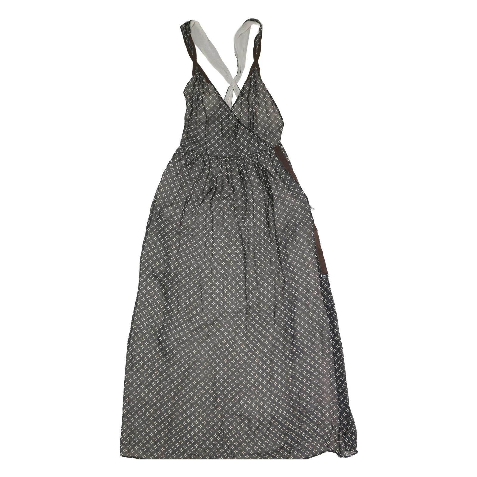 EMPORIO ARMANI Womens Grey Polyester Maxi Dress Sleeveless Size M Elegant Print