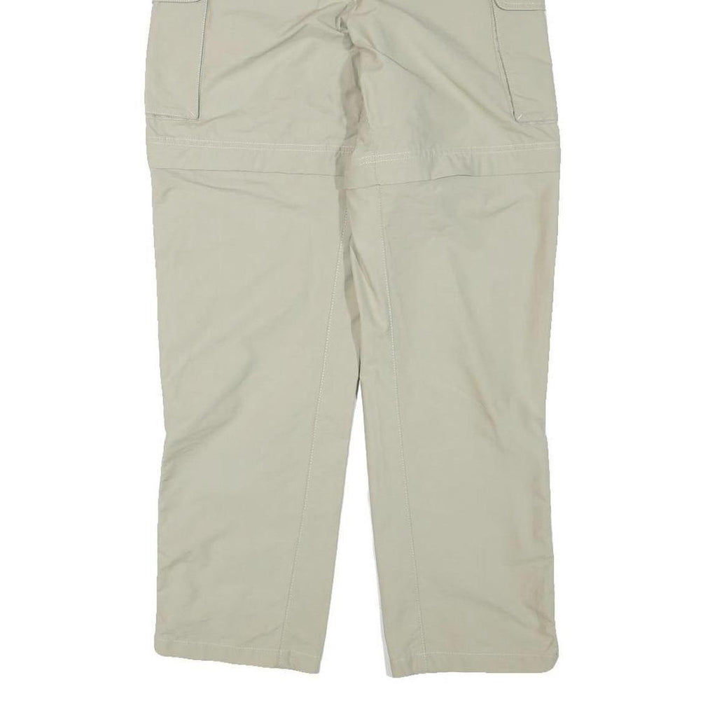 QEUCHUA Womens Polyester Blend Beige Relaxed Zip Cargo Trousers W24 L29 Outdoor