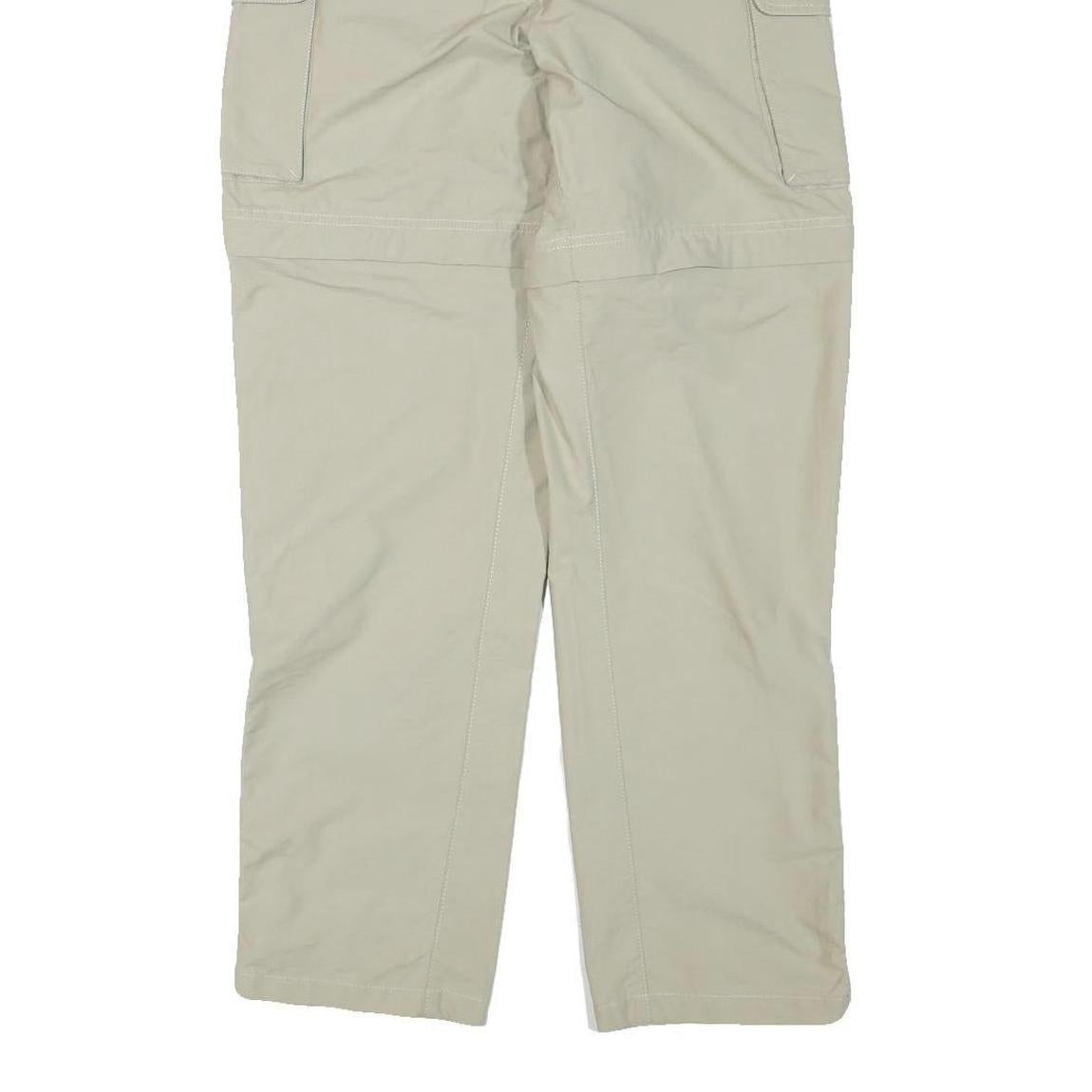 QEUCHUA Womens Polyester Blend Beige Relaxed Zip Cargo Trousers W24 L29 Outdoor