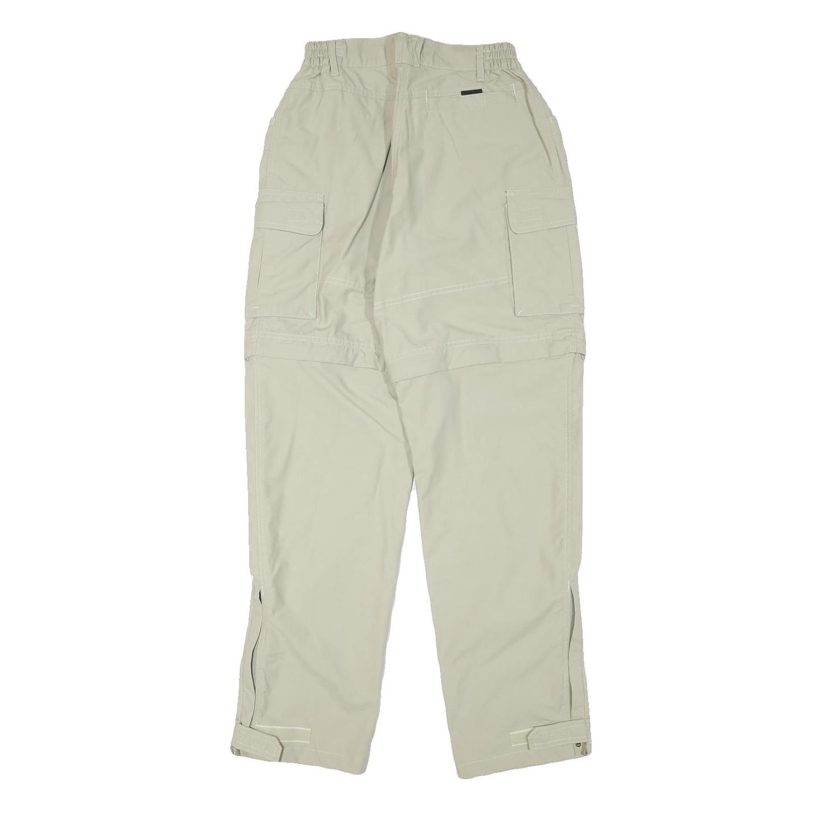 QEUCHUA Womens Polyester Blend Beige Relaxed Zip Cargo Trousers W24 L29 Outdoor