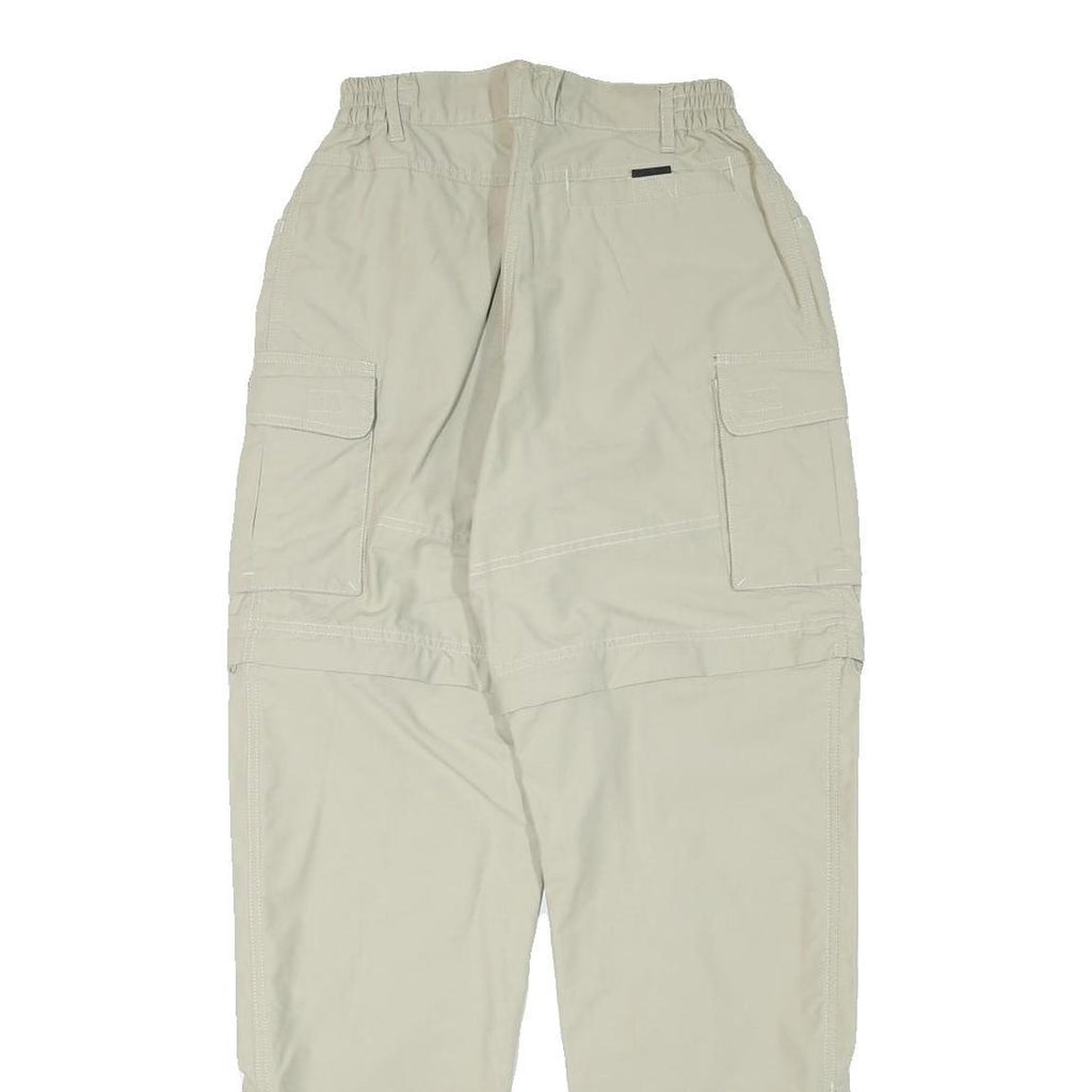 QEUCHUA Womens Polyester Blend Beige Relaxed Zip Cargo Trousers W24 L29 Outdoor