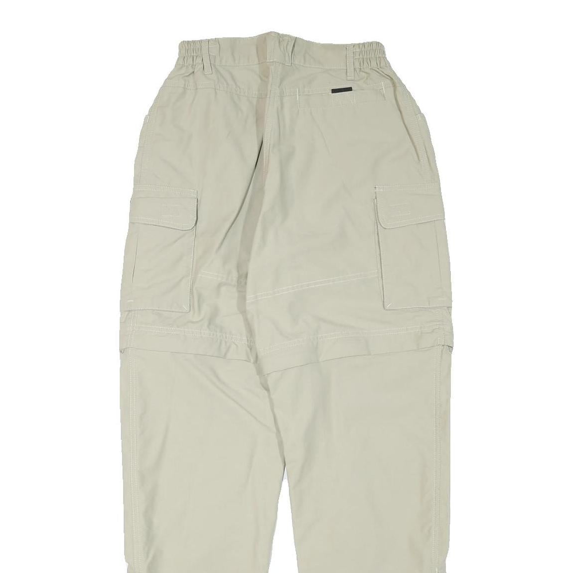 QEUCHUA Womens Polyester Blend Beige Relaxed Zip Cargo Trousers W24 L29 Outdoor