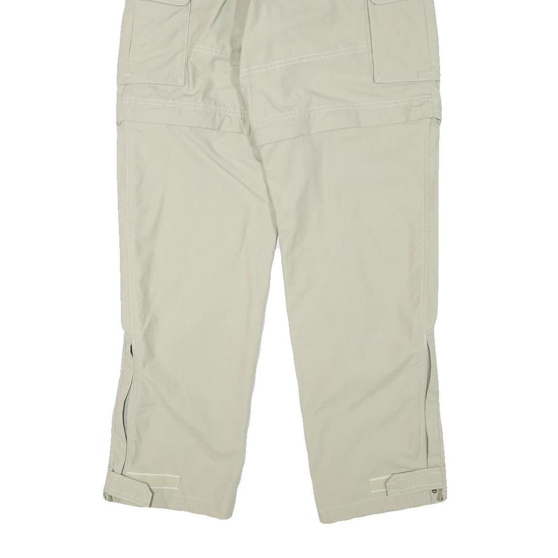 QEUCHUA Womens Polyester Blend Beige Relaxed Zip Cargo Trousers W24 L29 Outdoor