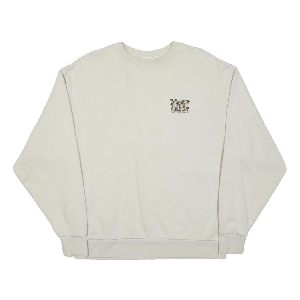 VANS Mens Cream Sweatshirt S Crew Neck Cotton Blend Pullover Floral Print