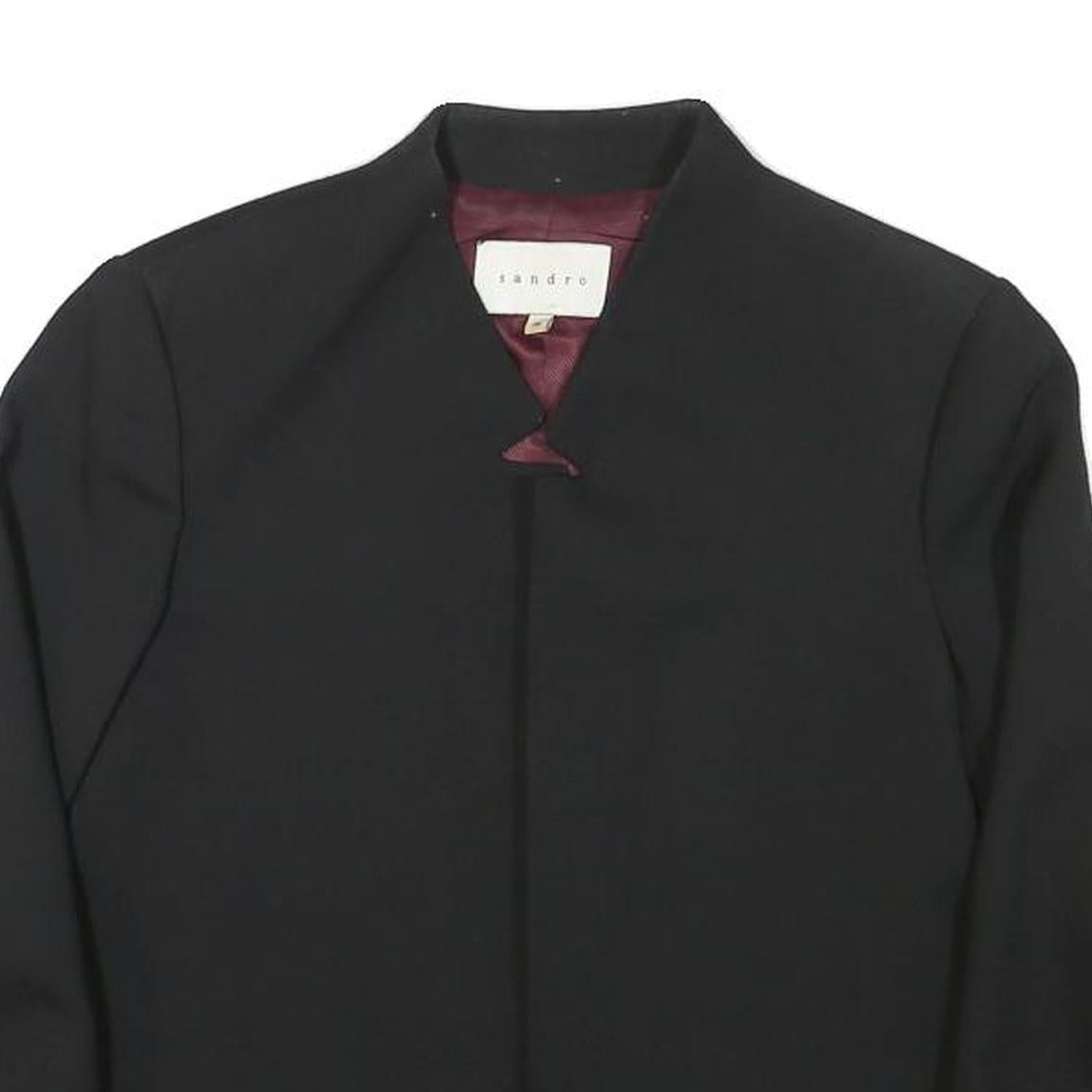 SANDRO Womens Black Tailored Jacket XS Polyester Blend Plain Classic