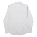 CALVIN KLEIN Mens White & Grey Check Shirt S Cotton Blend Classic Fit Long