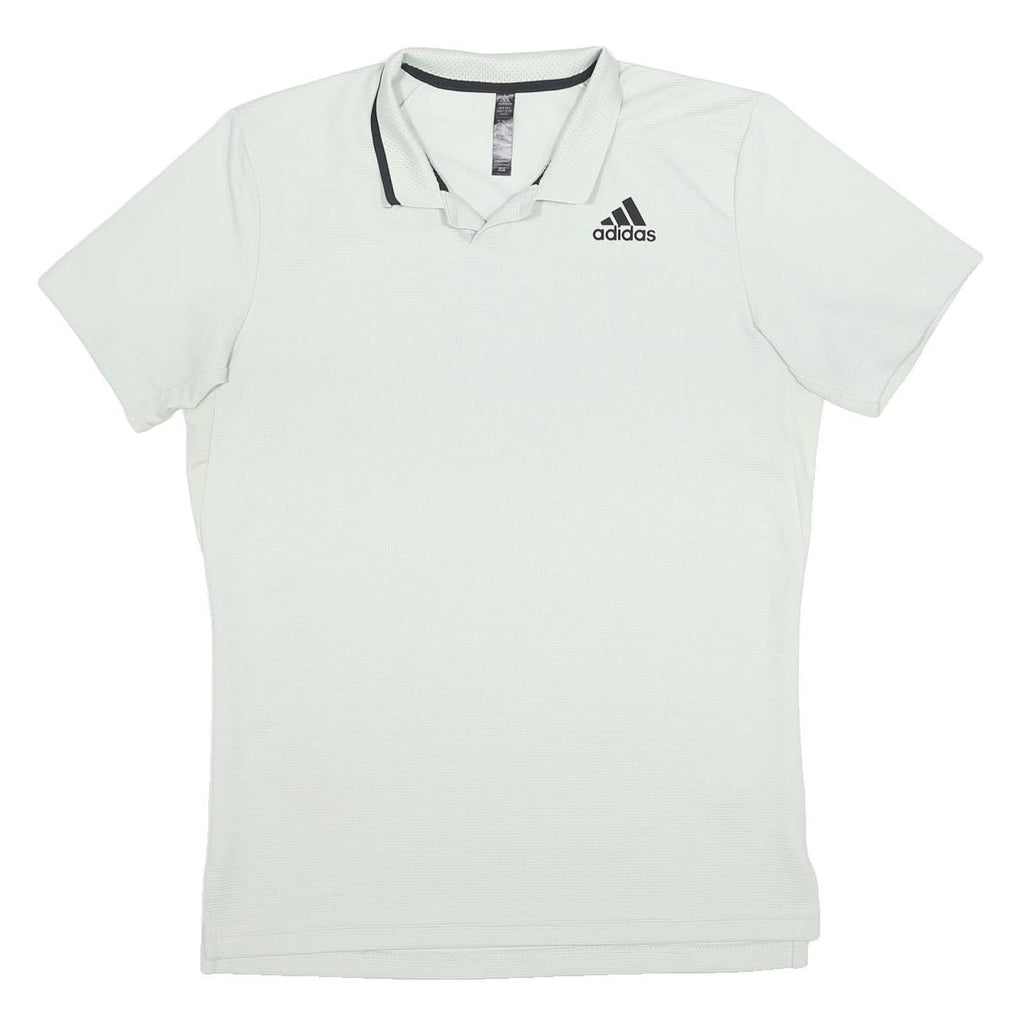 ADIDAS Mens White & Black Polyester Short Sleeve Polo Shirt L Sportswear Casual