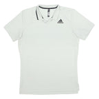 ADIDAS Mens White & Black Polyester Short Sleeve Polo Shirt L Sportswear Casual