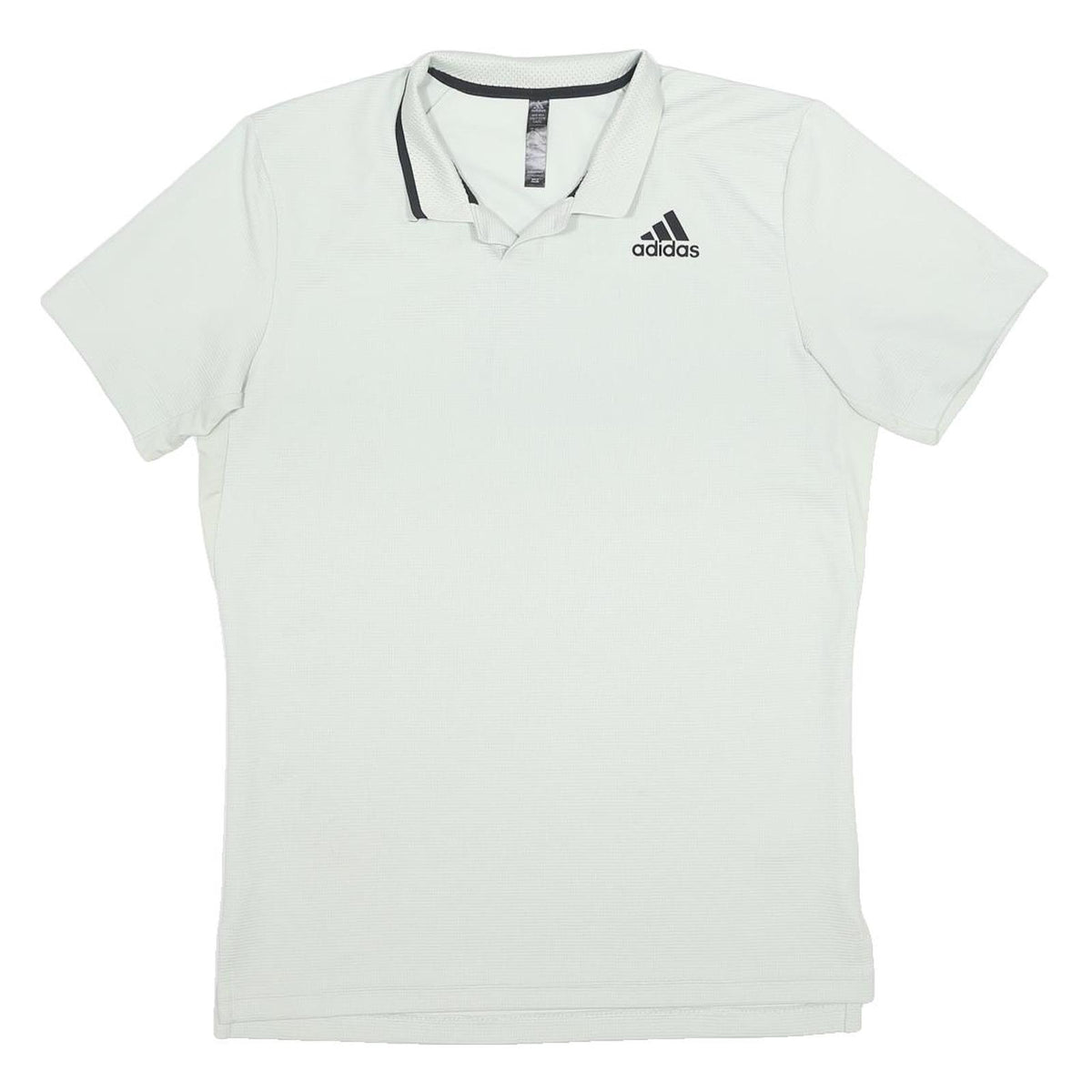 ADIDAS Mens White & Black Polyester Short Sleeve Polo Shirt L Sportswear Casual