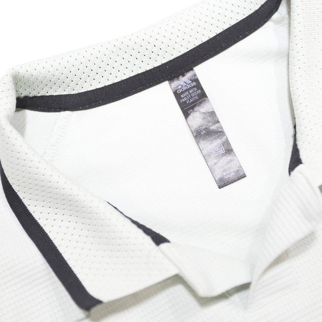 ADIDAS Mens White & Black Polyester Short Sleeve Polo Shirt L Sportswear Casual