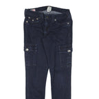 TRUE RELIGION Womens Slim Dark Blue Denim Zip Jeans W27 L29 Cargo Pocket Zipper