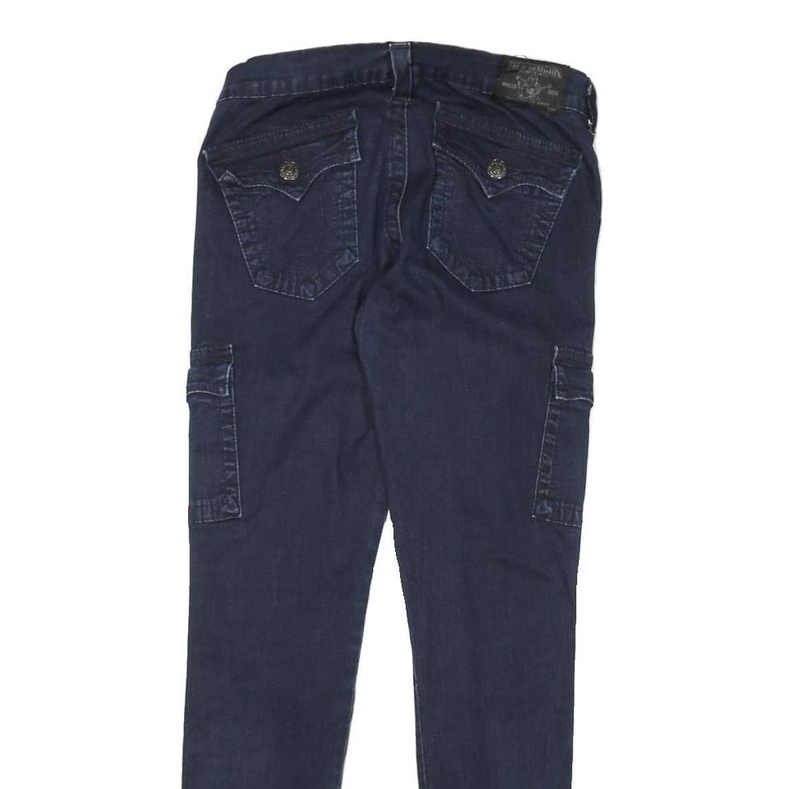 TRUE RELIGION Womens Slim Dark Blue Denim Zip Jeans W27 L29 Cargo Pocket Zipper