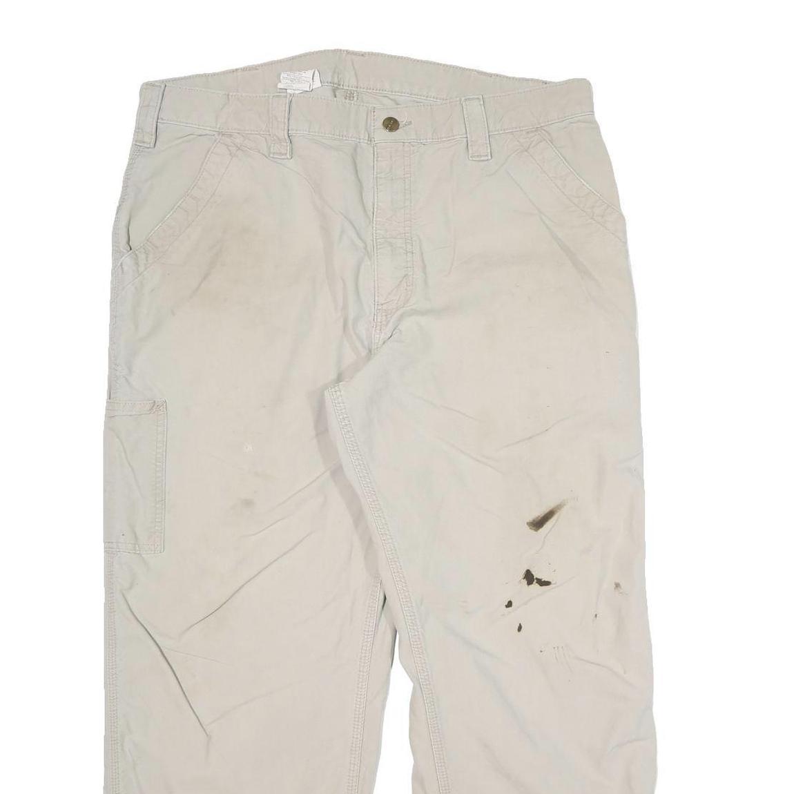 CARHARTT Mens Relaxed Beige Cotton Blend Woven Trousers W36 L27 Straight