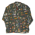 Womens Green Pattern Shirt XL Vintage Style Casual Geometric Print Lightweight