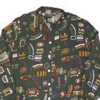Womens Green Pattern Shirt XL Vintage Style Casual Geometric Print Lightweight