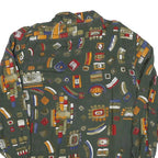 Womens Green Pattern Shirt XL Vintage Style Casual Geometric Print Lightweight
