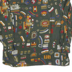 Womens Green Pattern Shirt XL Vintage Style Casual Geometric Print Lightweight