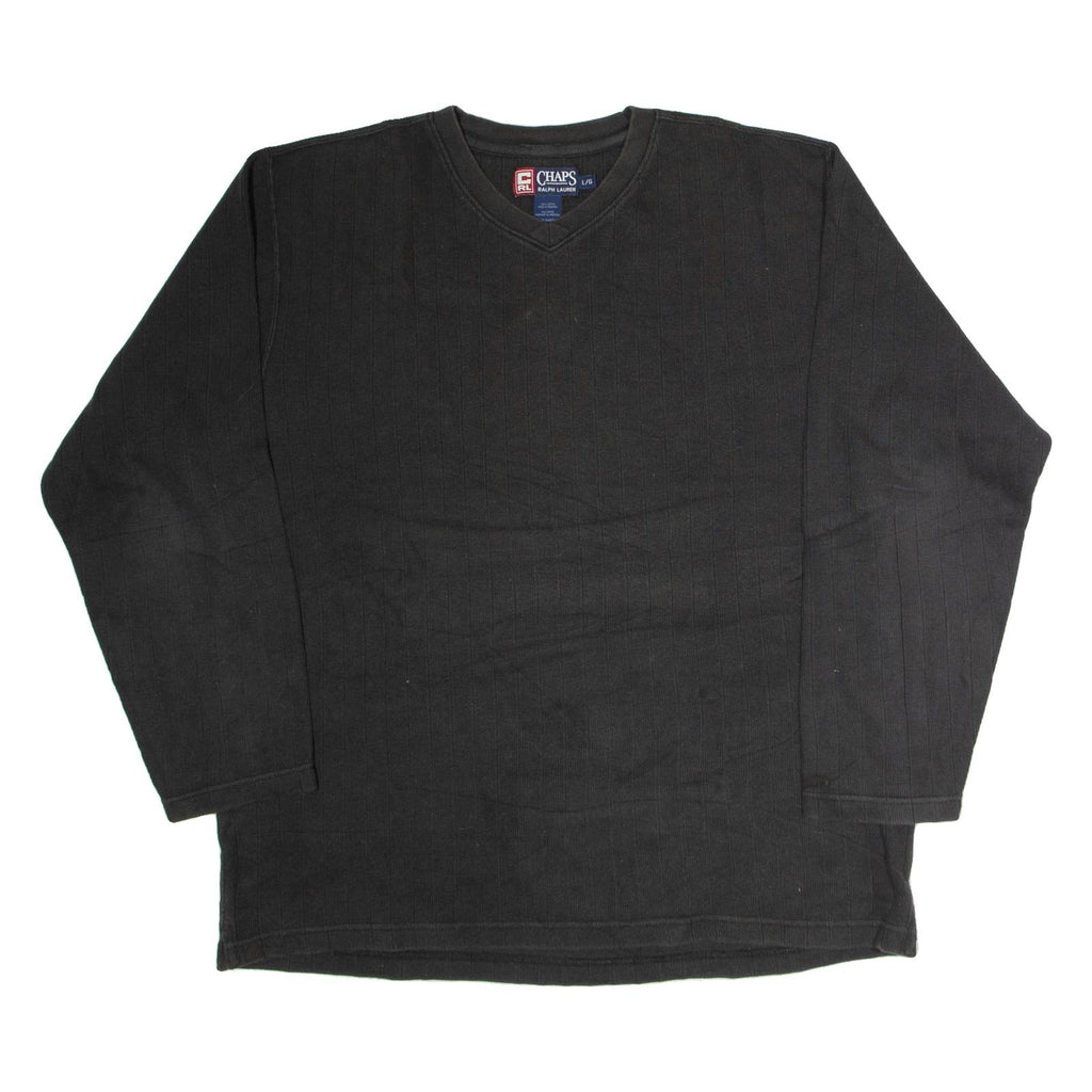 CHAPS RALPH LAUREN Mens Jumper Black V-Neck Tight Knit L